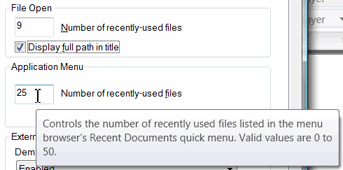Number of recently-used files