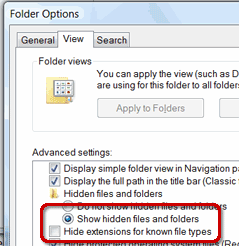Show hidden files and folders