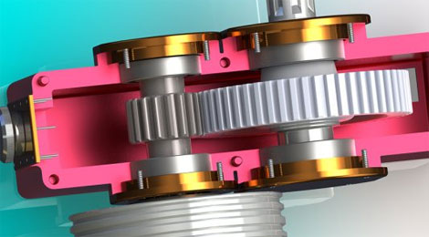 3D render of gearing assembly