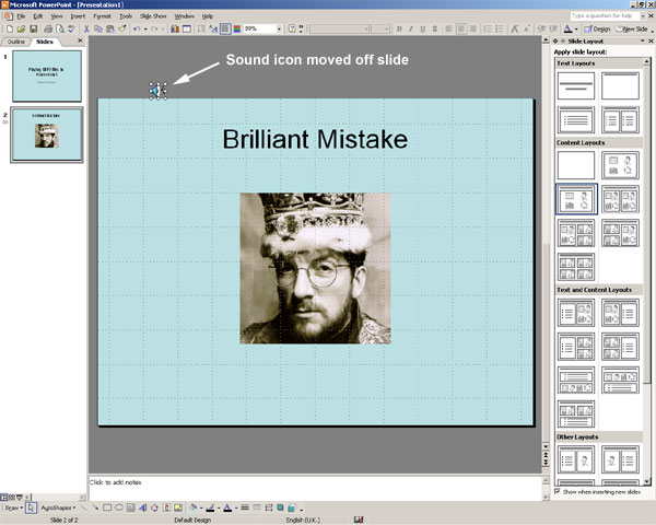 Sound icon off slide
