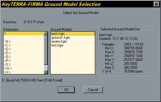 Ground Selection Model Dialogue Box