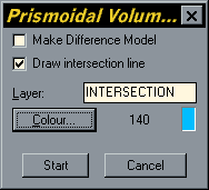 Prismoidal Volumes Dialogue Box